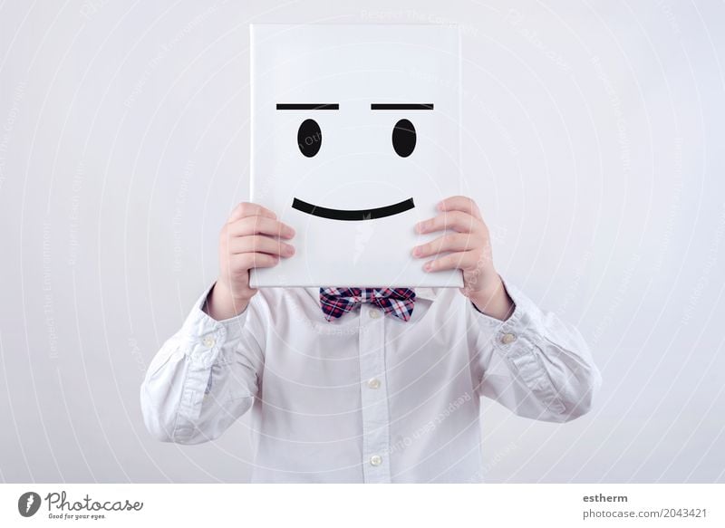 Happy child with white board Lifestyle Human being Child Boy (child) Head 1 3 - 8 years Infancy Graffiti Smiling Laughter Cool (slang) Friendliness Happiness