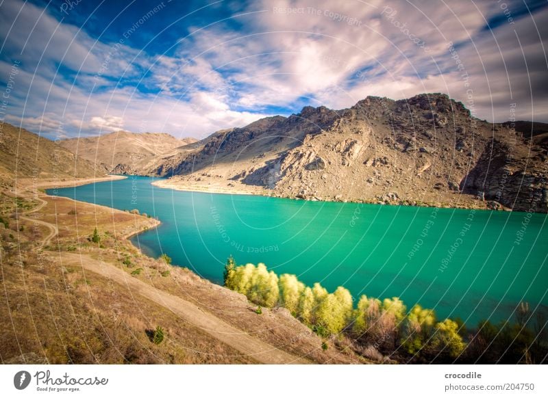 New Zealand 80 Environment Nature Landscape Elements Beautiful weather Hill Rock Mountain Lake Lanes & trails Esthetic Blue Colour photo Multicoloured