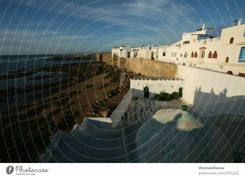 Fishing village Environment Nature Landscape Sky Sunrise Sunset Beautiful weather Waves Coast Beach Asilah Morocco Africa House (Residential Structure) Building