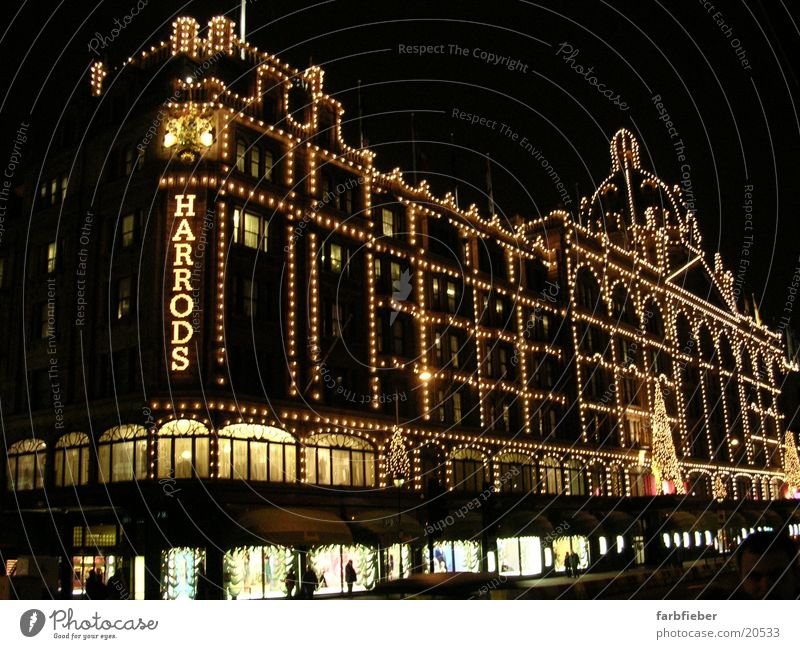 Harrods by night London Great Britain Night Fairy lights Shop window Christmas decoration Christmas & Advent Architecture Christmas fairy lights