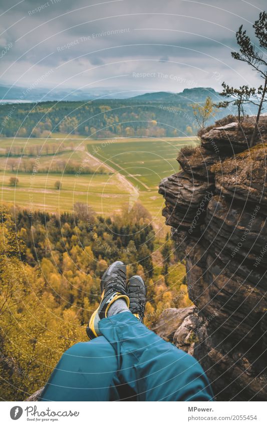 up on the mountain peak... Lifestyle Trip Adventure Far-off places Freedom Summer Summer vacation Sun Mountain Hiking Human being Legs 18 - 30 years Young man