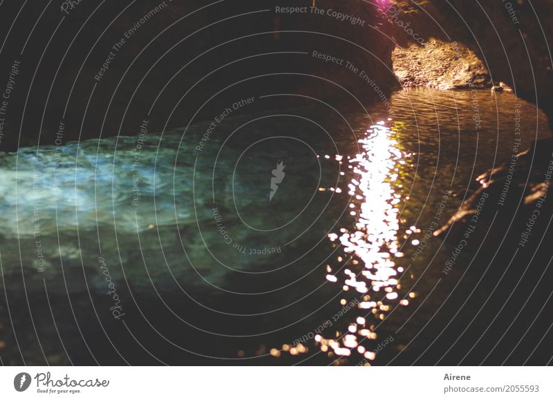 Risk | Cave Exploration Adventure Expedition Elements Water Pond Threat Dark Creepy Orange Black Turquoise Protection Claustrophobia Dangerous Fear Experience