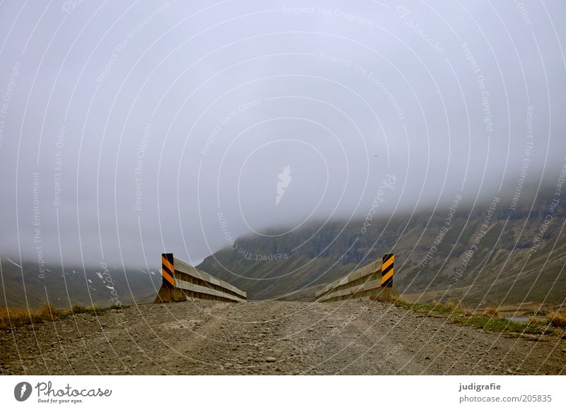 Iceland Environment Nature Landscape Earth Sky Clouds Climate Fog Hill Mountain Street Lanes & trails Moody Loneliness Vacation & Travel Tourism Bridge