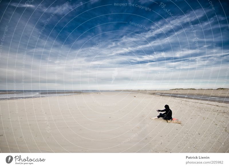 I'll stay here! Environment Nature Landscape Earth Sand Air Water Sky Clouds Summer Climate Weather Beautiful weather Wind Coast Beach North Sea Ocean Island