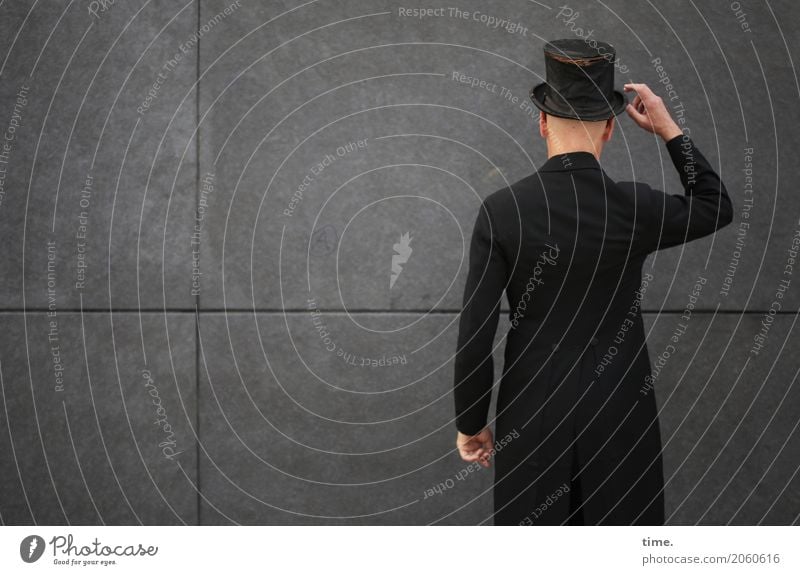 AST 10 | dress rehearsal Masculine Man Adults Human being Wall (barrier) Wall (building) Frock coat Top hat Stand Esthetic Elegant Honor Self-confident