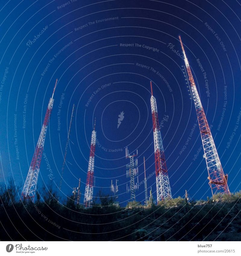 antenna forest Antenna Sky Red White Telecommunications aerial Tall Beautiful weather cloudless Blue