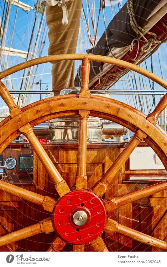 Steering wheel of a sailing ship Rope Harbour Navigation Sailing ship Watercraft Knot Maritime Adventure Wilhlemshaven Friesland district East Frisland Hawser