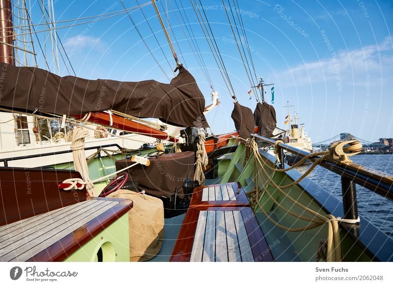 On board a sailing ship Rope Harbour Navigation Sailing ship Watercraft Knot Maritime Wilhlemshaven Friesland district East Frisland Hawser leash Deck