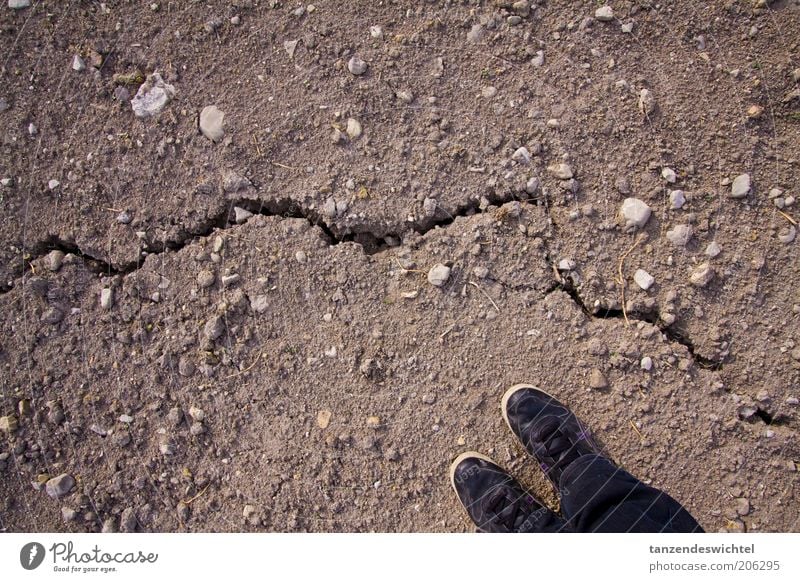 Don't take another step! Earth Earthy Ground Stone Dry Drought Crack & Rip & Tear Feet Brown Black Footwear girls' shoes High heels Day Exterior shot