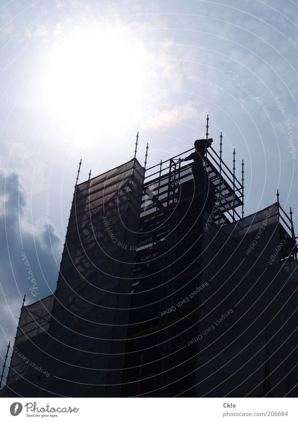 steadfast Construction site Sky Sun Beautiful weather Building Facade Unwavering Perspective Port of Hamburg Colour photo Exterior shot Day Shadow Contrast