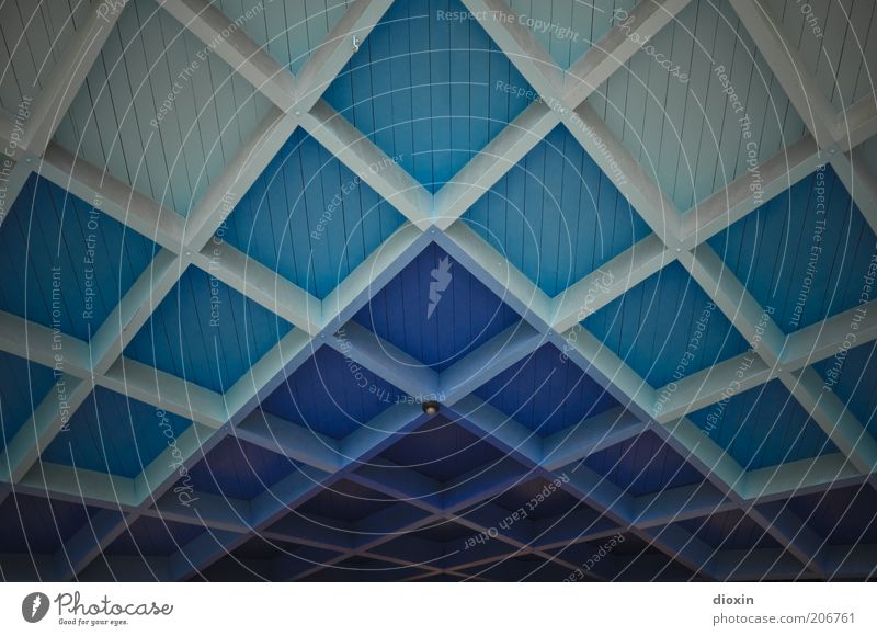 Freiburg blues (FR 6/10) Stage Manmade structures Architecture Pavilion Roof Ceiling Blue White Roof beams Coffer ceiling Turquoise Color gradient Colour photo