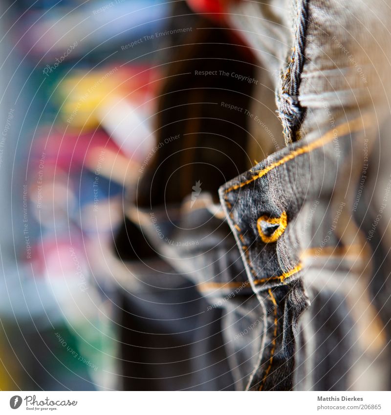 jeans Jeans Denim Pants Clothing Laundry Laundered Fresh Dry Shallow depth of field Buttonhole Close-up Black Lie