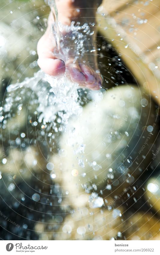 fresh-footed Woman Human being Feet Wash Water Fresh Cold Refreshment Refrigeration Cooling Summer Spring Nature Drops of water Inject Splash of water Foot bath