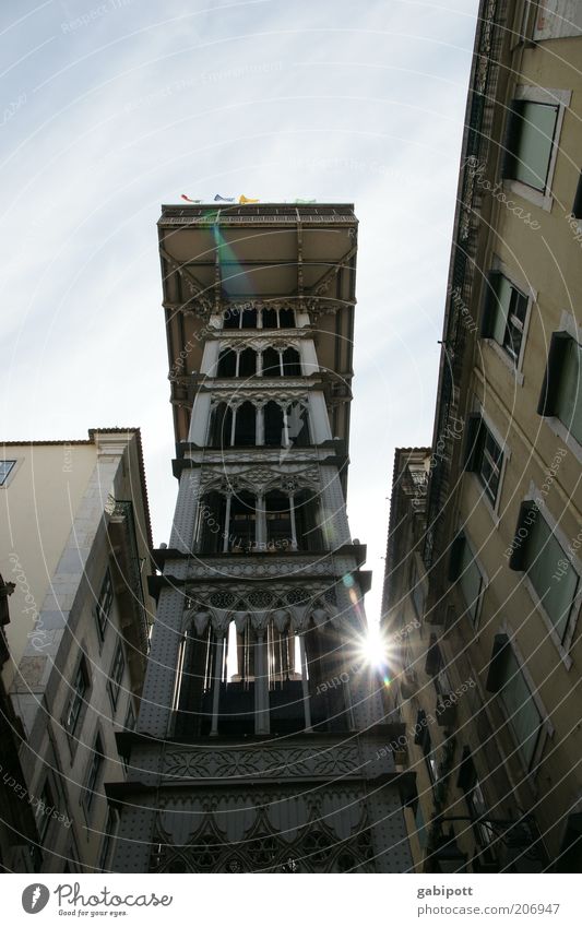 Elevador da Santa Justa Lisbon Downtown Bridge Manmade structures Housefront Tourist Attraction Landmark Elevator Means of transport Exceptional Historic