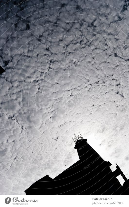 sea of clouds Sky Clouds House (Residential Structure) Tower Manmade structures Building Architecture Looking Esthetic Dark Moody Fascinating Deserted