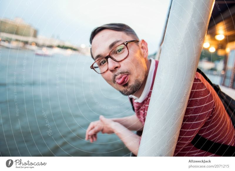 On a ship 2 Colour photo Exterior shot Evening Portrait photograph Looking into the camera Sunset Vacation & Travel Tourism Trip City trip Sightseeing Cruise