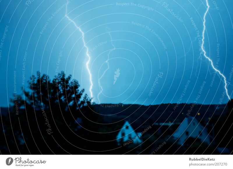 "Disco" Environment Nature Landscape Sky Night sky Climate Climate change Weather Storm Thunder and lightning Lightning Fantastic Blue Black Bizarre Threat