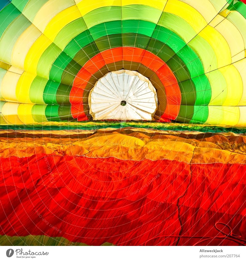 colour rosette Style Summer Hot Air Balloon Multicoloured Cloth Balloon flight Colour photo Long shot Bright Colours Interior shot Circle Concentric Inflatable