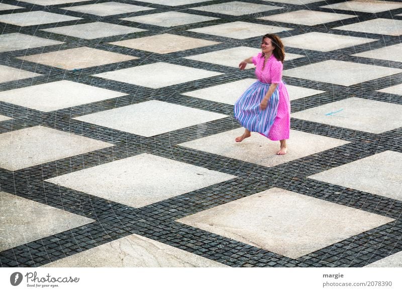 AST 10 |Let's dance, a woman in a dirndl dress dances on a square Joy Athletic Fitness Leisure and hobbies Dance Human being Feminine Young woman