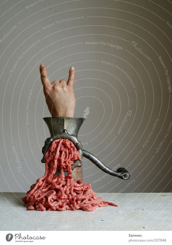 To the bitter end Hand Fingers Exceptional Disgust Trashy Dangerous Bizarre Disaster Revolt Whimsical Surrealism Mincer Minced meat Rock'n'Roll Colour photo