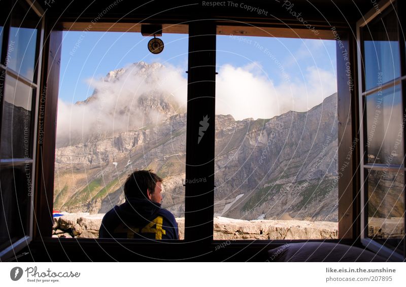 Breakfast is ready! Vacation & Travel Trip Far-off places Freedom Summer Summer vacation Mountain Flat (apartment) Dream house Window Alpine hut Masculine