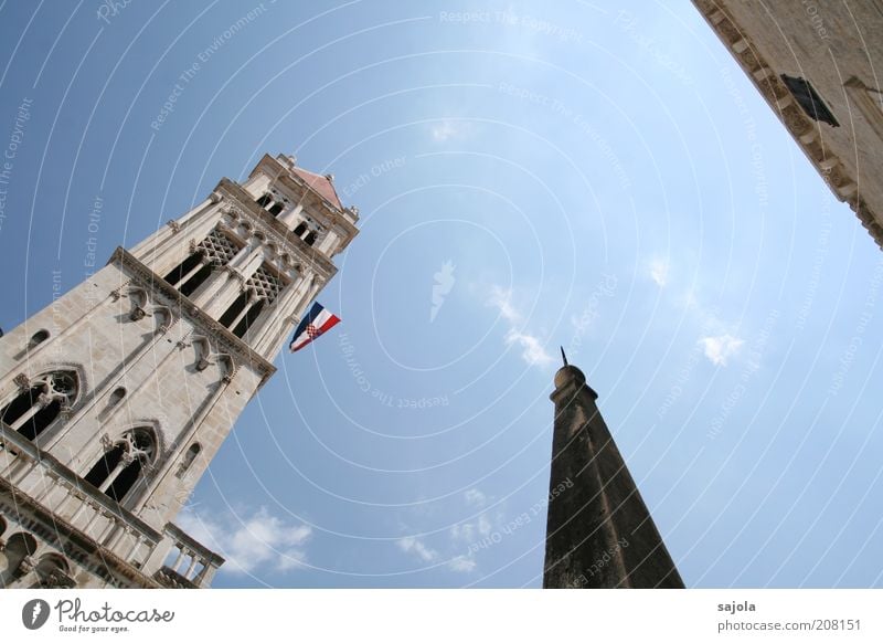 trogir - towards the sky Sky Trogir Croatia Dalmatia Europe Balkans Small Town Old town Church Manmade structures Building Architecture Tourist Attraction