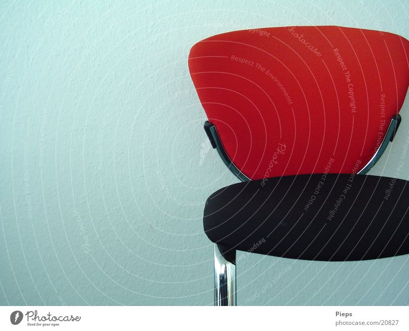 forsake sb./sth. Colour photo Interior shot Interior design Furniture Chair Meeting Work and employment Sit Wait Red Black Loneliness Calm Wall (building) Empty