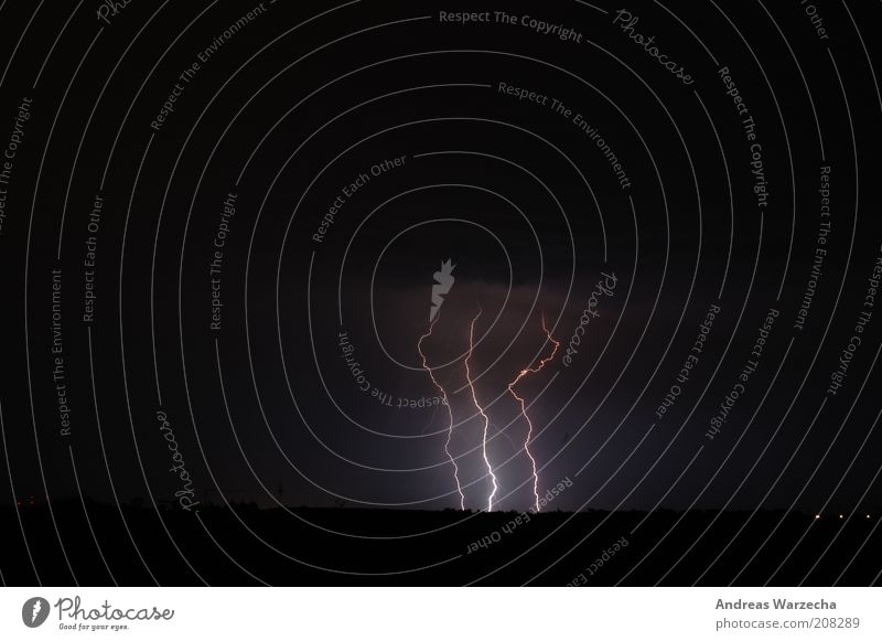 Lightning Nature Landscape Elements Earth Sky Clouds Storm clouds Horizon Summer Weather Bad weather Gale Thunder and lightning Line Threat Authentic Creepy