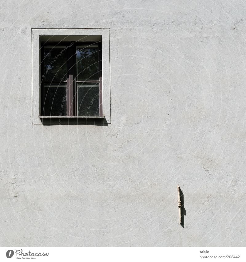 Room with a view Wall (barrier) Wall (building) Facade Window Stone Concrete Wood Glass Metal Old Dark Sharp-edged Historic Gray Black White Emotions Loneliness