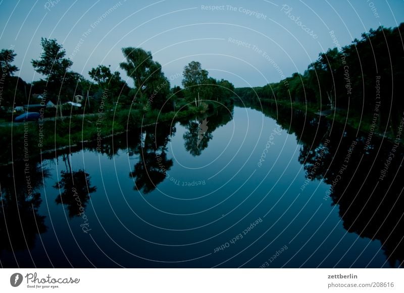 Hohenzollern Canal Water Summer Mirror image Reflection Surface of water Channel Waterway Dark Smoothness Colour photo Exterior shot Deserted Evening Twilight