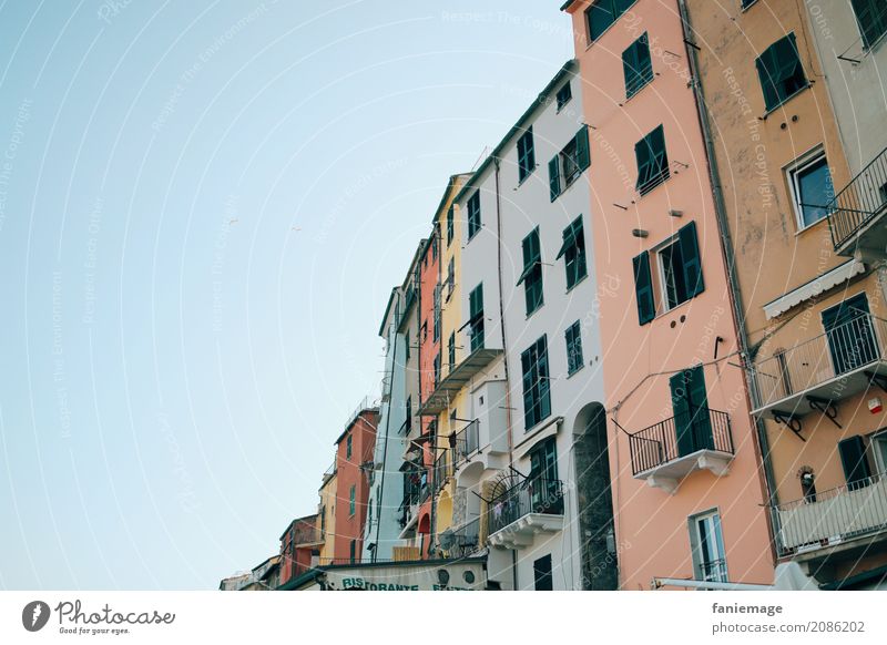 Cinque Terre I Village Fishing village Small Town Port City Downtown Old town House (Residential Structure) Italy Narrow Multicoloured Mediterranean Diagonal