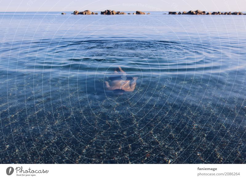 Cinque Terre VII Lifestyle Leisure and hobbies Human being Masculine Body 1 Swimming & Bathing Dive Mediterranean sea Clarity Transparent Italy Pebble