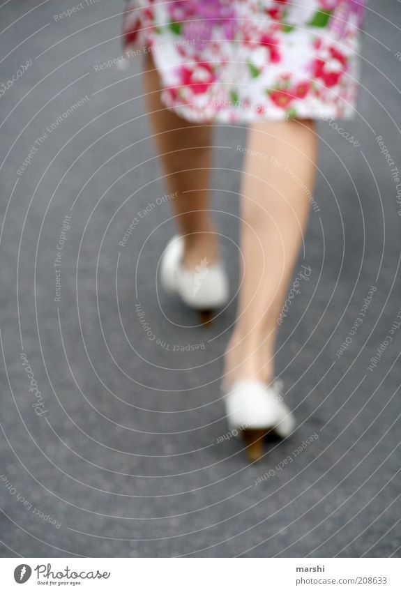 Walk The Line Elegant Style Human being Feminine Woman Adults Legs 1 Fashion Clothing Skirt Dress Footwear Going Multicoloured Blur Colour photo Exterior shot