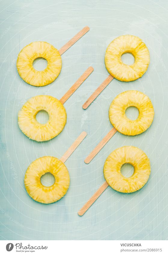 Pineapple ice cream on a stick Food Fruit Dessert Juice Lifestyle Style Design Vacation & Travel Summer Nature Cool (slang) Yellow Snack Vegan diet Ice cream