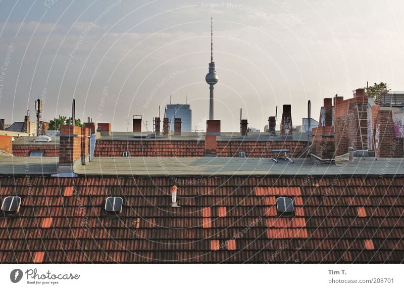 above the roofs of berlin Telecommunications Town Capital city Downtown Old town Deserted House (Residential Structure) Roof Chimney Antenna Tourist Attraction