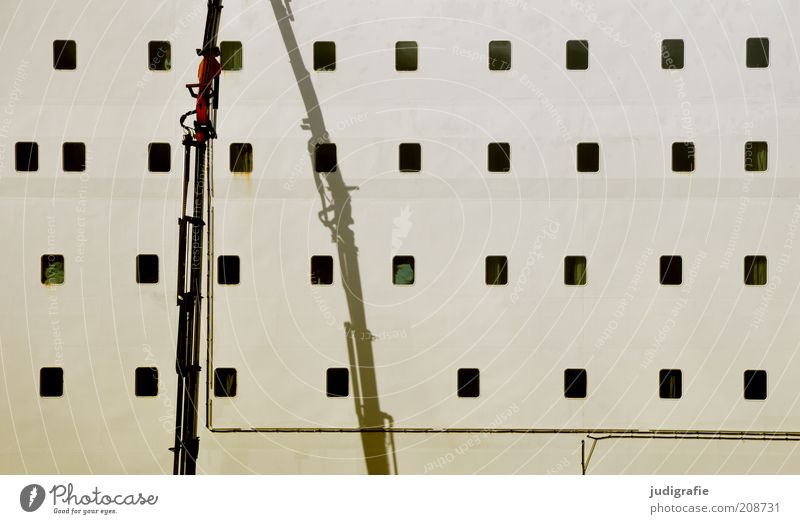 Faroe Islands Tórshavn Føroyar Crane Navigation Cruise Passenger ship Ferry Arrangement Light Shadow Colour photo Exterior shot Detail Deserted Window Small