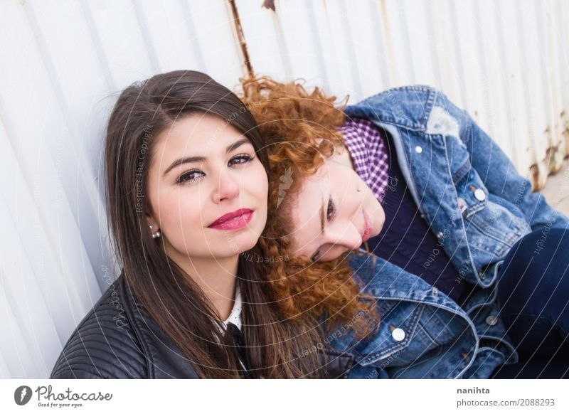 Two young woman enjoy the day together Lifestyle Beautiful Wellness Well-being Relaxation Feminine Young woman Youth (Young adults) Friendship Couple 2