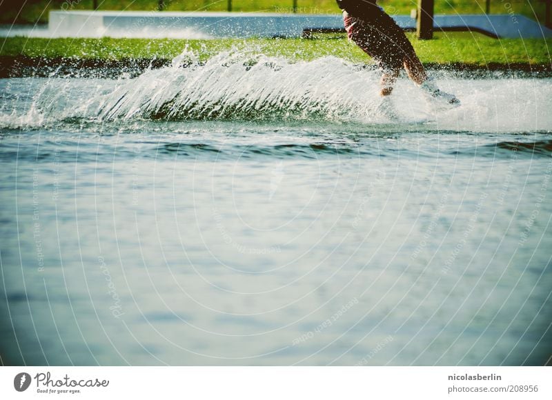 Off and away! Leisure and hobbies Aquatics Masculine Legs Summer Waves Lake Water To enjoy Cool (slang) Wet Speed Athletic Life Movement Fitness Power