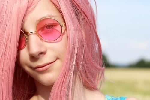 My world is pink | girl with pink hair and pink glasses Feminine Girl Young woman Youth (Young adults) Infancy Life Hair and hairstyles 1 Human being