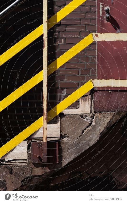 staircase Construction site Deserted Wall (barrier) Wall (building) Stairs Door Stone Wood Old Broken Yellow Lanes & trails Upward Colour photo Exterior shot