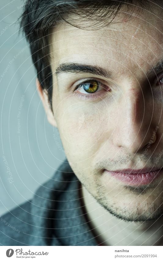 Classic portrait of an attractive young man Skin Face Well-being Calm Human being Masculine Young man Youth (Young adults) 1 18 - 30 years Adults Black-haired