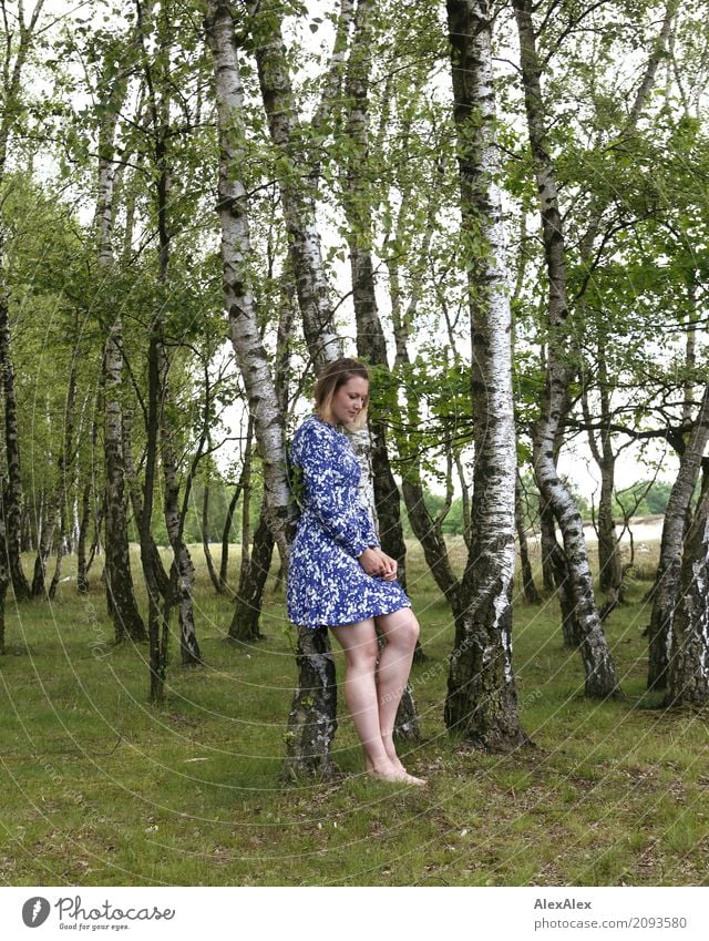 Photo with Laura Beautiful Trip Young woman Youth (Young adults) Body Legs 18 - 30 years Adults Nature Landscape Summer Beautiful weather Tree Grass Birch wood