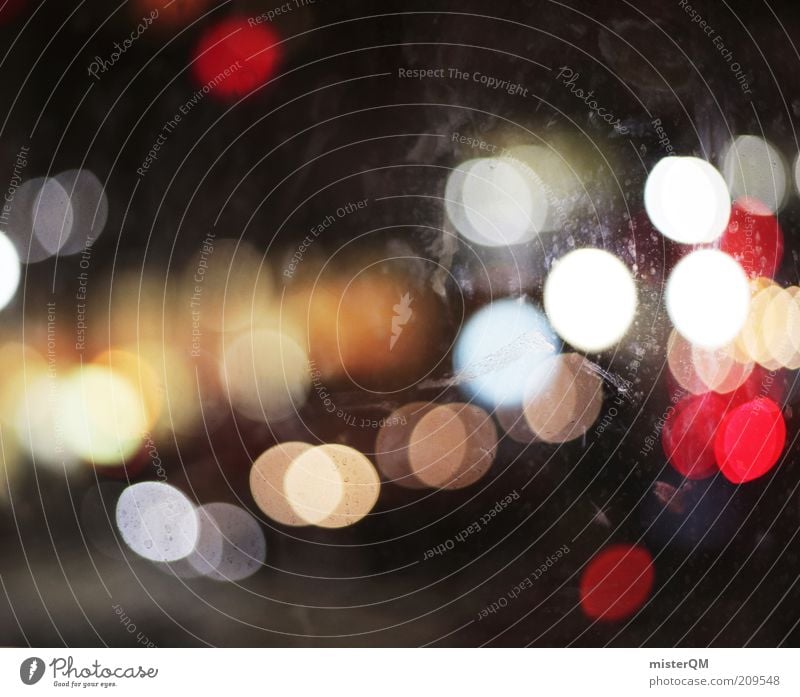 From A Cafe In New York. Esthetic Point of light Transport Rain Sea of light nocturnal Beautiful Simple Colour photo Multicoloured Interior shot Close-up Detail