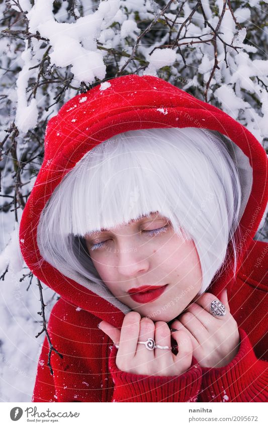 Portrait of a young woman wearing a hooded sweater Style Beautiful Well-being Relaxation Calm Human being Feminine Young woman Youth (Young adults) 1