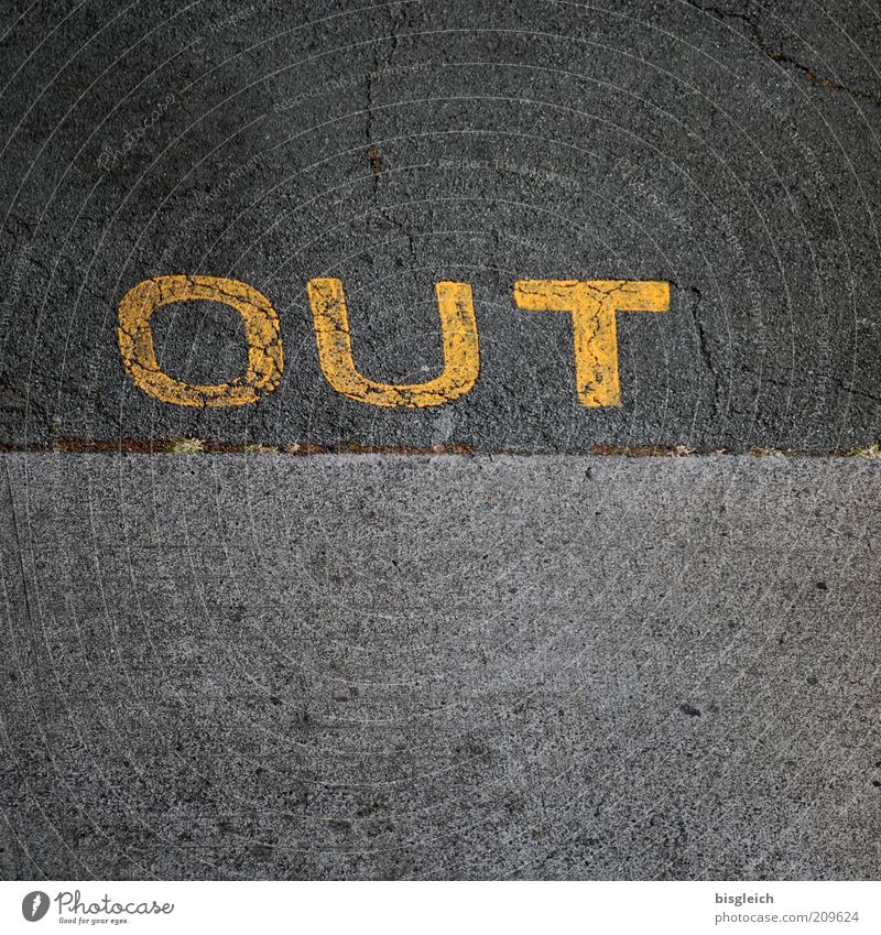 out Loser Street Concrete Yellow Gray Colour photo Exterior shot Detail Copy Space bottom Bird's-eye view Word Keyword Ground markings Border Border checkpoint