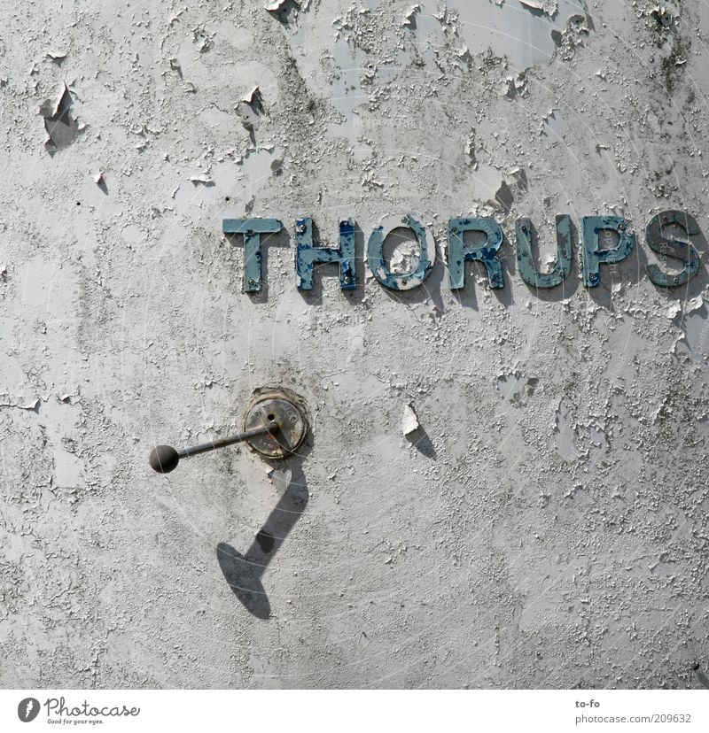 thorups Machinery Metal Steel Characters Signs and labeling Old Colour Switch lever Colour photo Exterior shot Day Shadow Decline Derelict Ravages of time