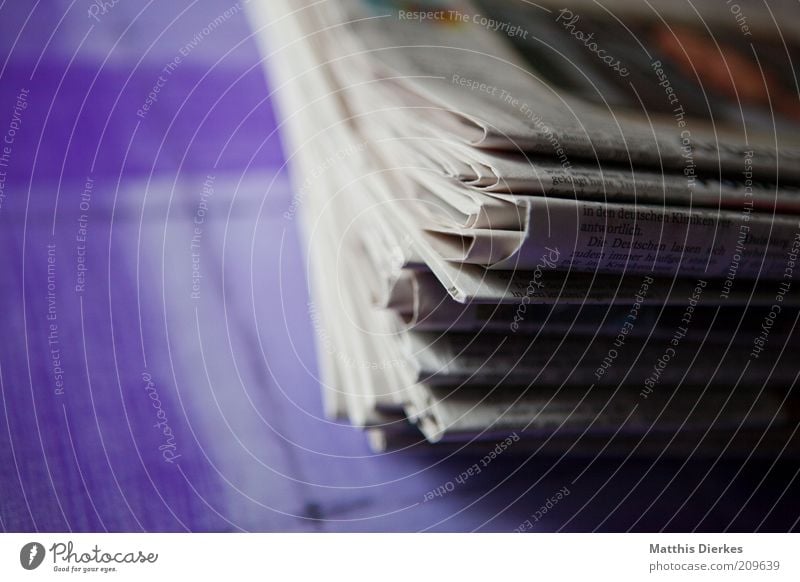 newspapers Media Paper Old New Retro Gray White Stack Heap Waste paper Accumulation Newspaper Close-up Detail Structures and shapes Central perspective