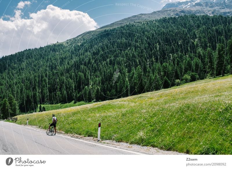 waiting for the team van Leisure and hobbies Vacation & Travel Cycling Man Adults 45 - 60 years Nature Landscape Summer Beautiful weather Alps Mountain Glacier