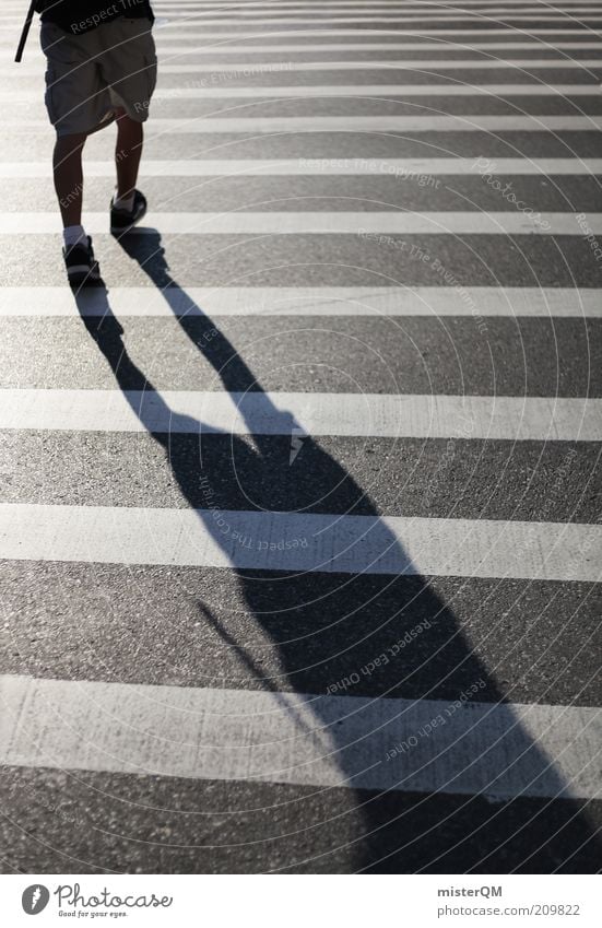 Step away. Human being Masculine 1 Esthetic Traverse Pedestrian Pedestrian crossing Zebra crossing Asphalt Striped Movement Legs Forwards