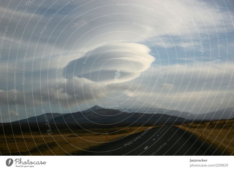 The Cloud Environment Nature Landscape Air Sky Clouds Climate Bad weather Gale Deserted Street Iceland Colour photo Exterior shot Day Deep depth of field